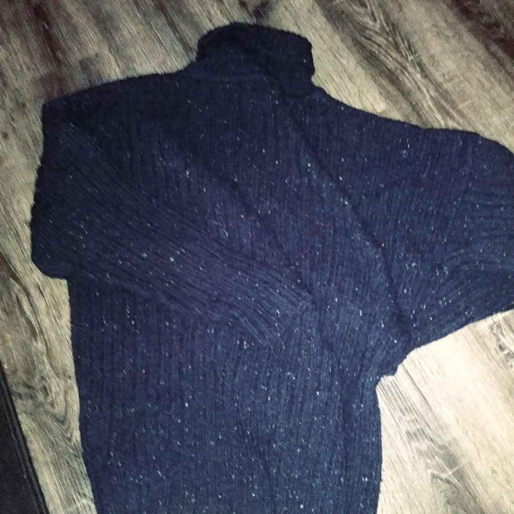 LADIES G.H. BASS & CO TURTLE NECK SWEATER BLACK with WHITE SPECKLES - XL